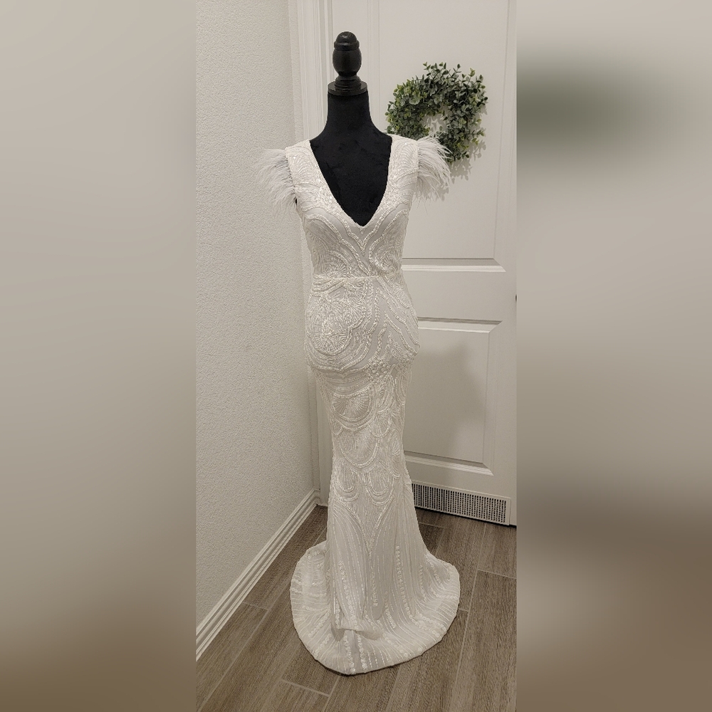 White floor length dress